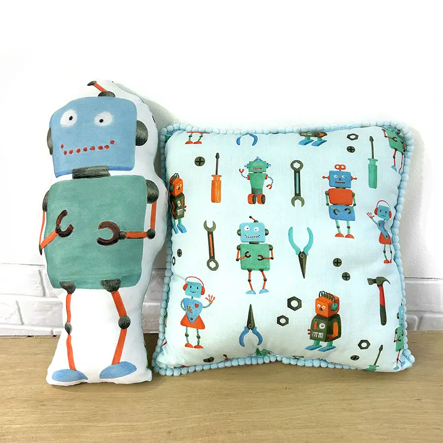 Almofadinha robos 25x25 e toy robo