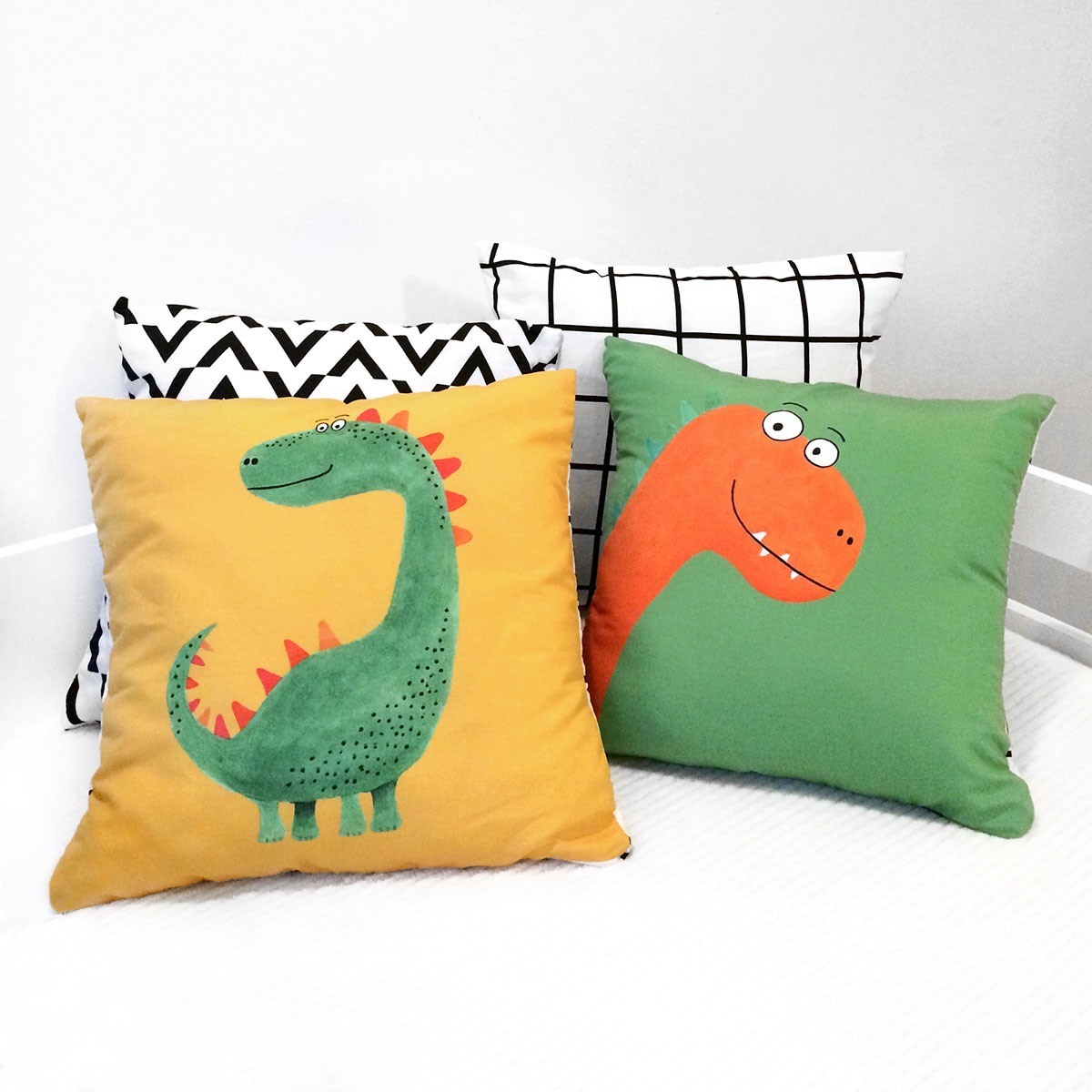 Erosebridal Capas de almofada de dinossauros de desenho animado 61 x 61 cm,  conjunto de 2 capas de almofada de dinossauro antigo, capas de almofadas de dinossauro  antigo, fronhas de almofada com