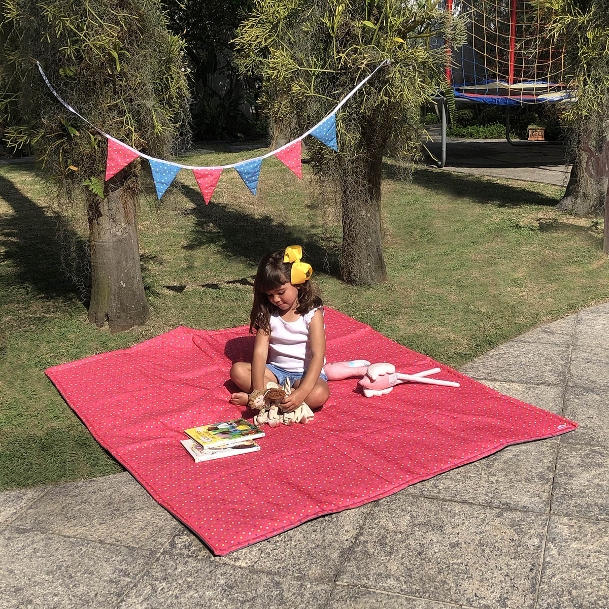 Tapete para Bebê Rosa Poá com Bolsa