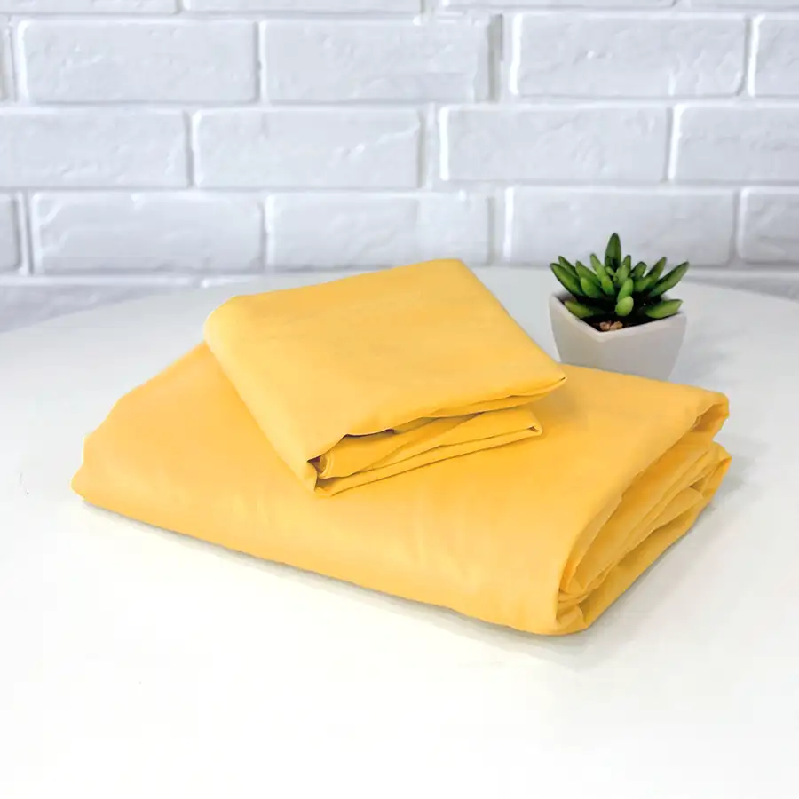 Roupa de Cama Lisa Amarelo Ovo – 2 peças