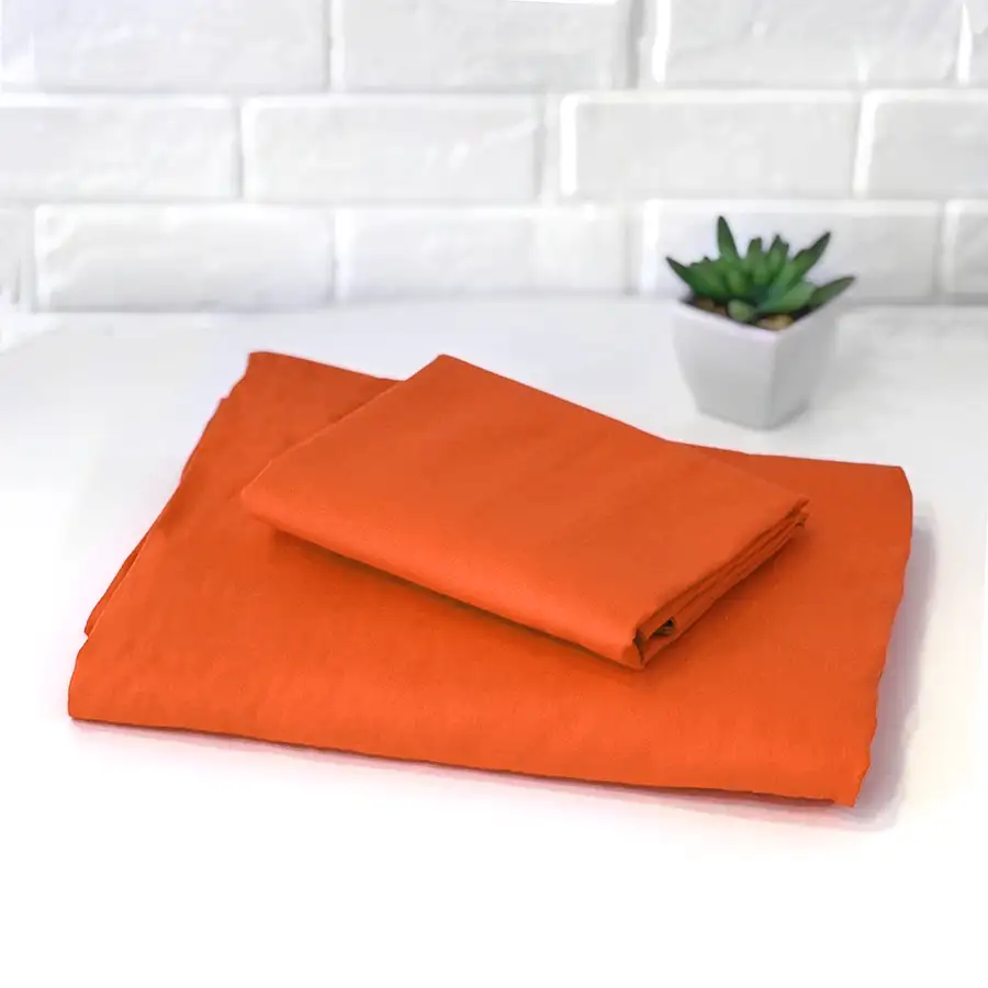 Roupa de Cama Lisa Laranja Escuro – 2 peças