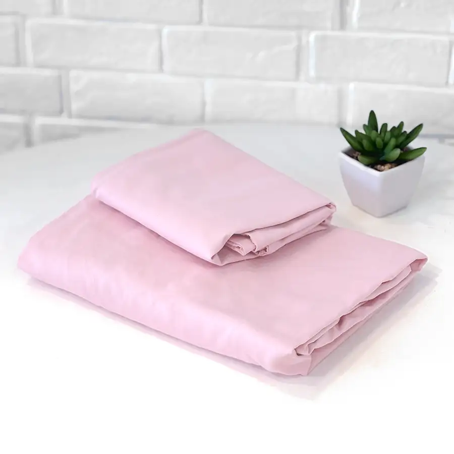 Roupa de Cama Lisa Rosa Claro – 2 peças