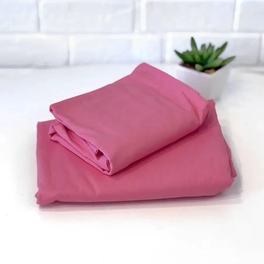 Roupa de Cama Lisa Rosa Goiaba – 2 peças