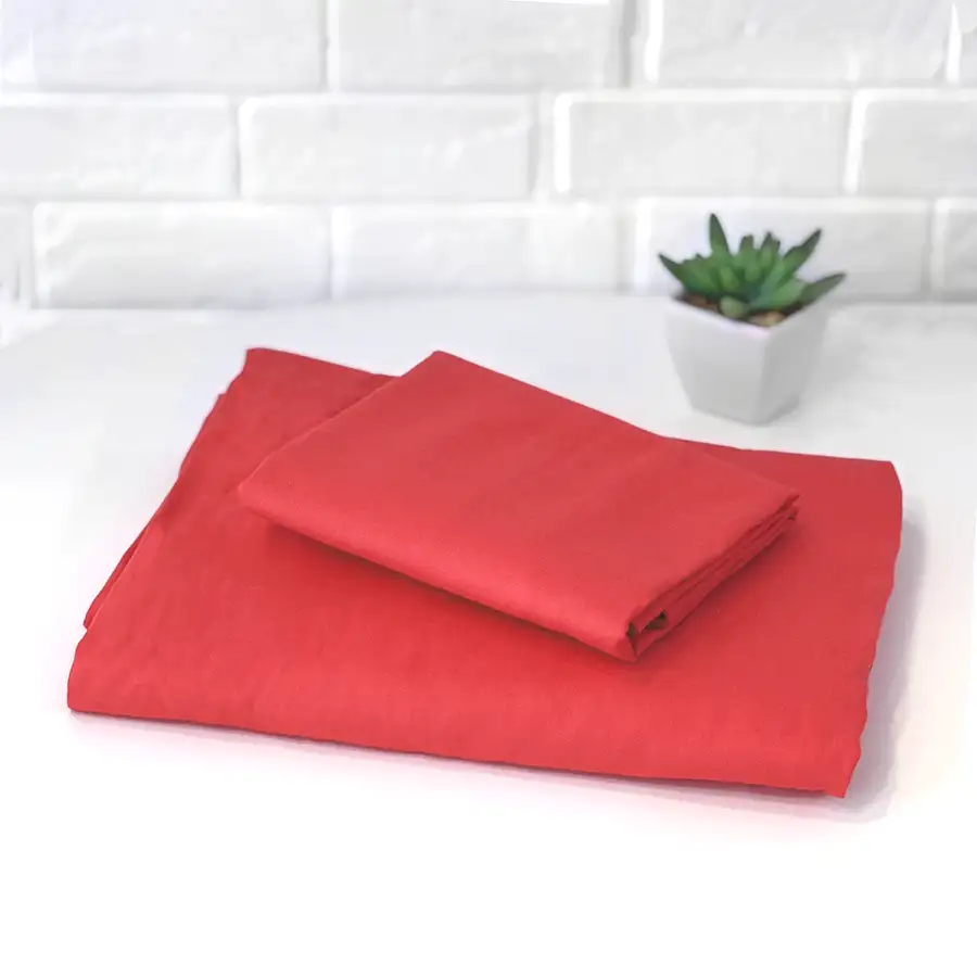 Roupa de Cama Lisa Vermelha – 2 peças