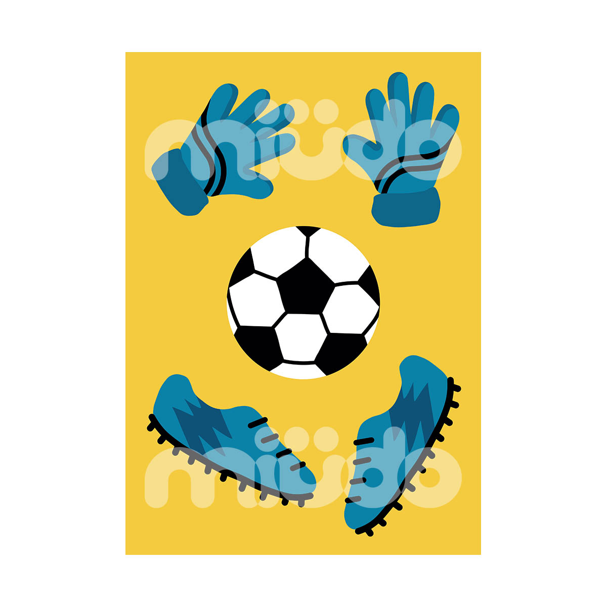 Pôster Decorativo Futebol Chuteiras, Luvas e Bola