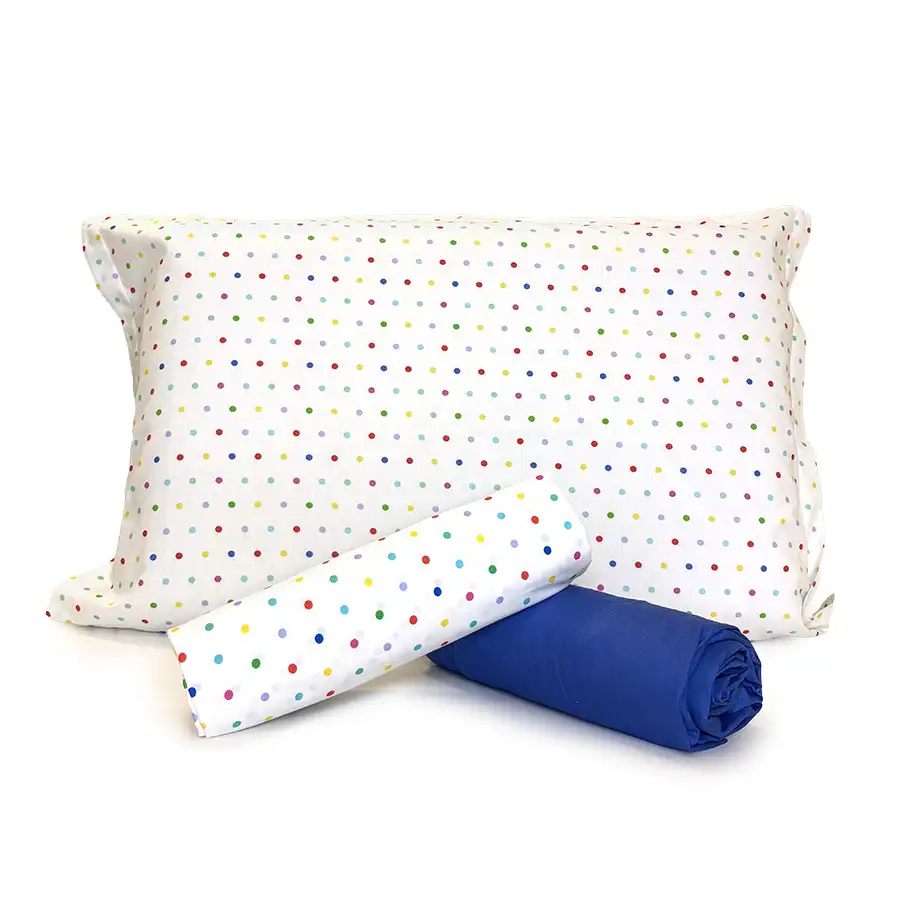 Jogo de Cama Poá Colorido com Lençol de Elástico Azul Celeste