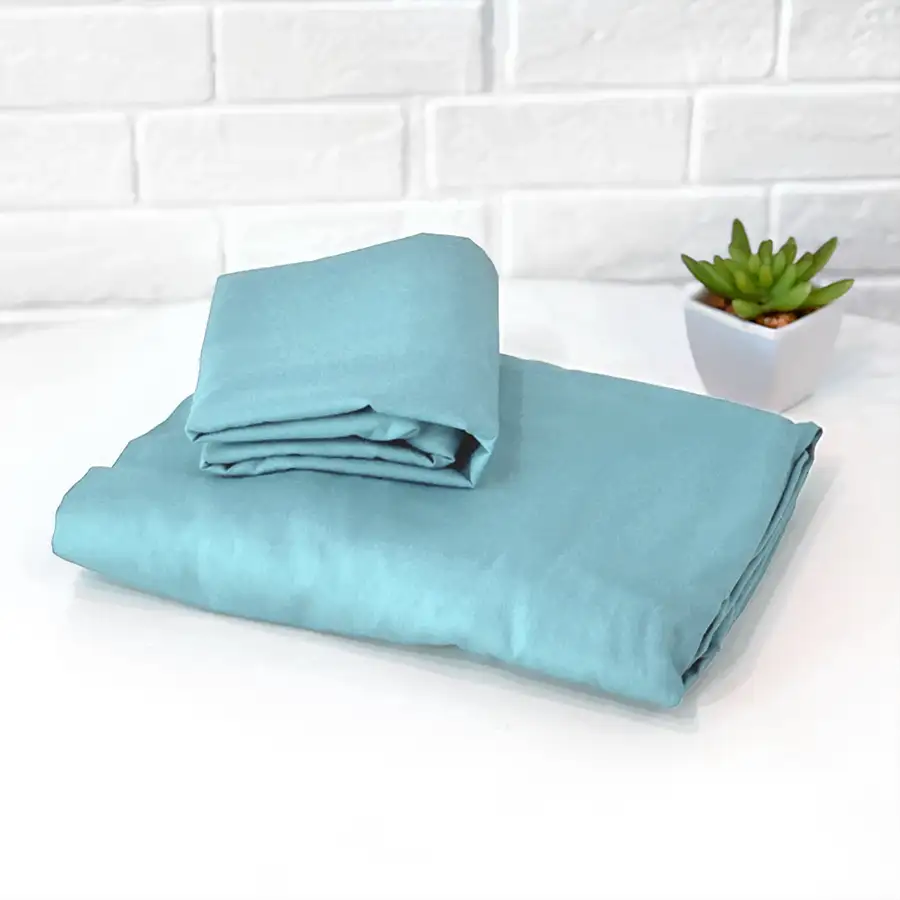 Roupa de Cama Lisa Azul Turquesa – 2 peças