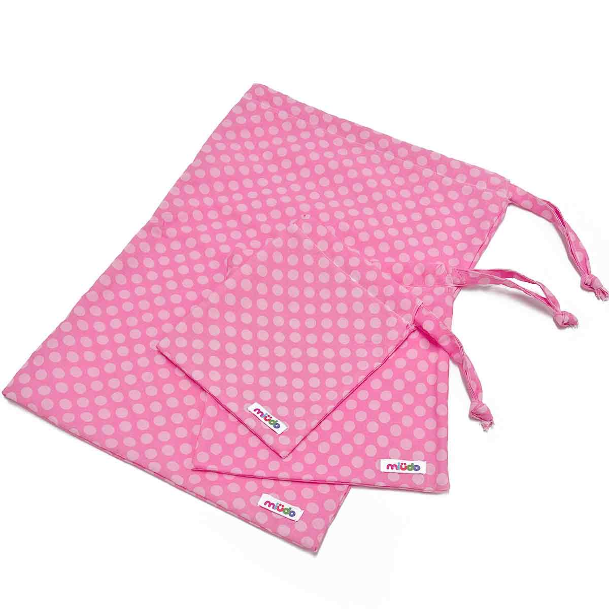 Saco Organizador Infantil Multiuso – Poá Rosa – Kit com 3