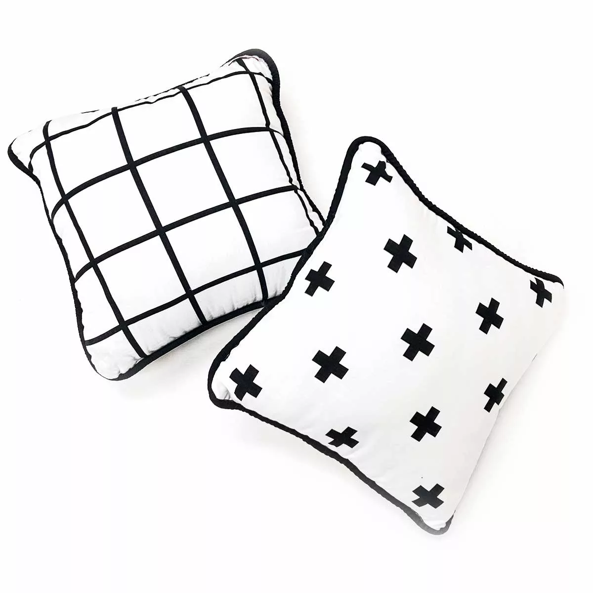 Dupla de Almofadinhas Cruzetas e Quadriculadas Grid 25x25cm