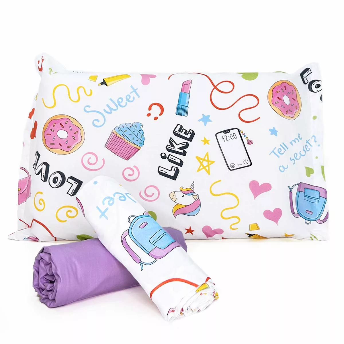 Jogo de Cama Sweet com Lençol de Elástico Lilás