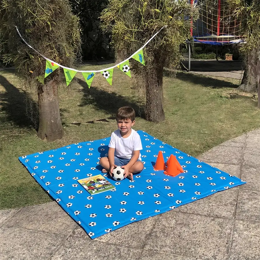 Tapete para Bebê Bolas Azul com Bolsa