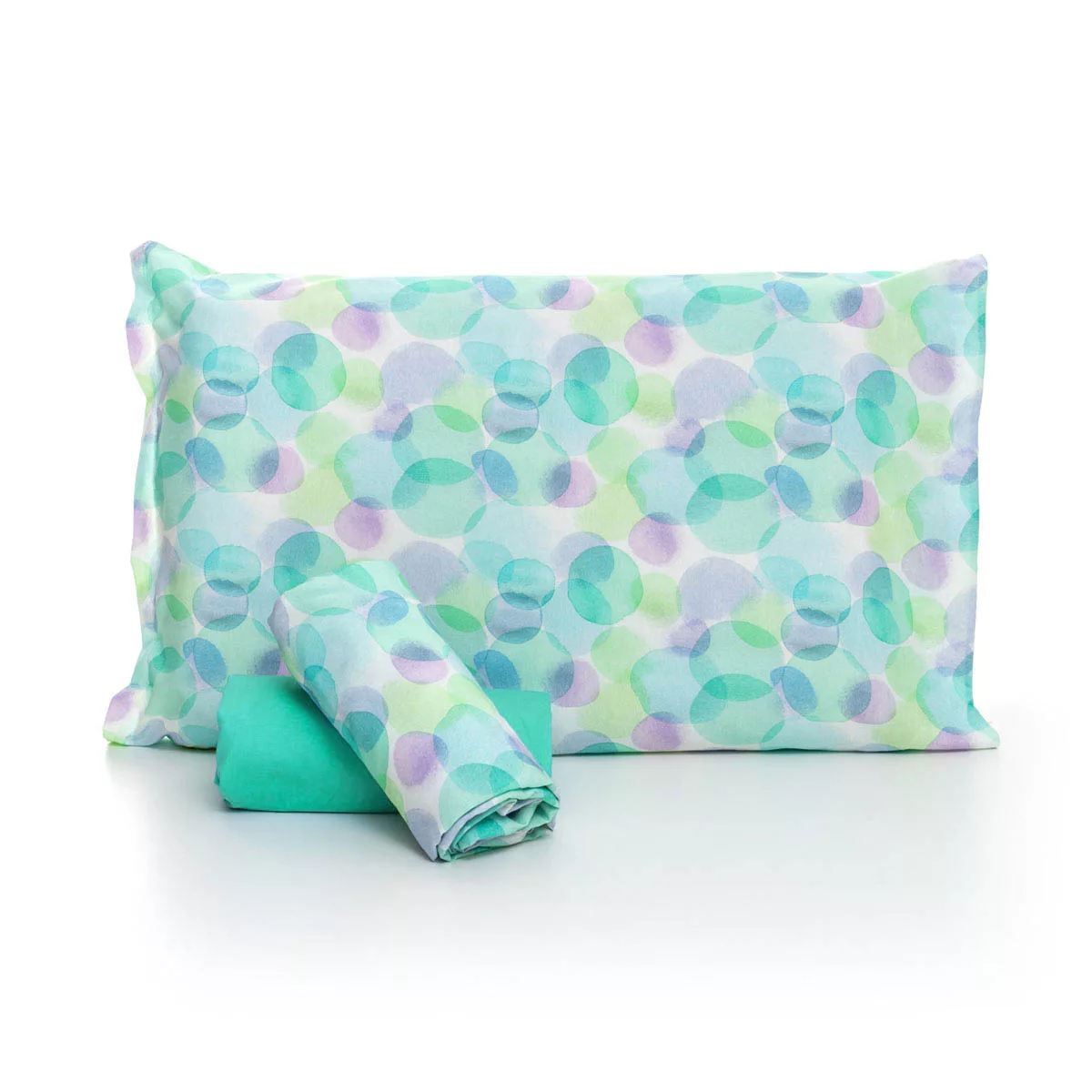 Jogo de Cama Aquarela com Lençol de Elástico Verde Tiffany