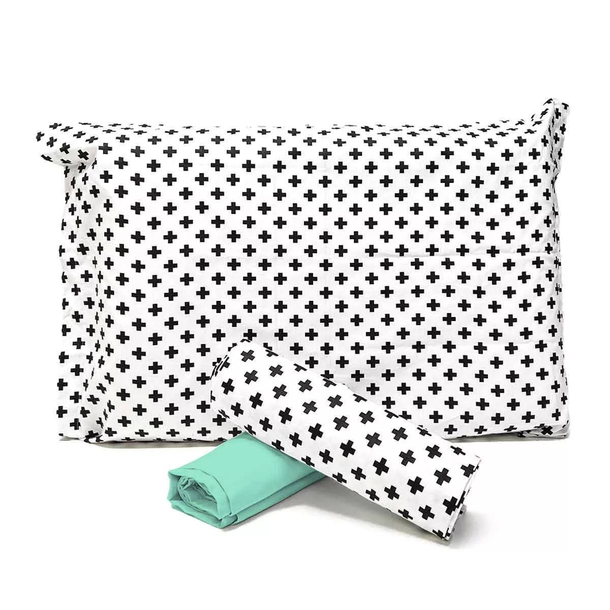 Jogo de Cama Cruzetas Pequenas com Lençol de Elástico Verde Tiffany