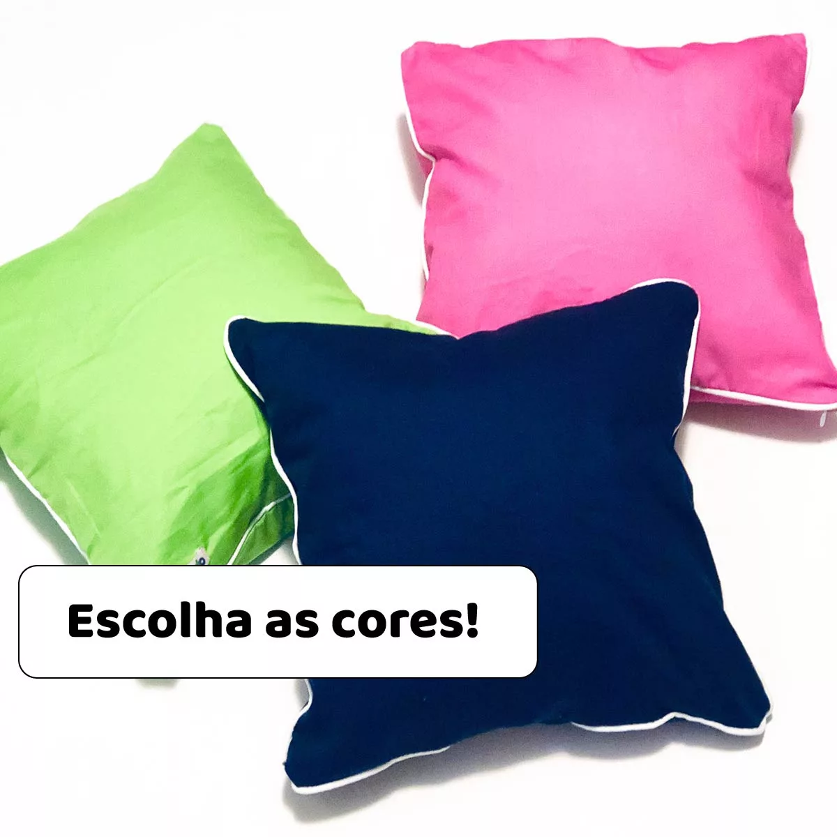 Trio Capas de Almofada Lisas 25×25 – Escolha suas Cores