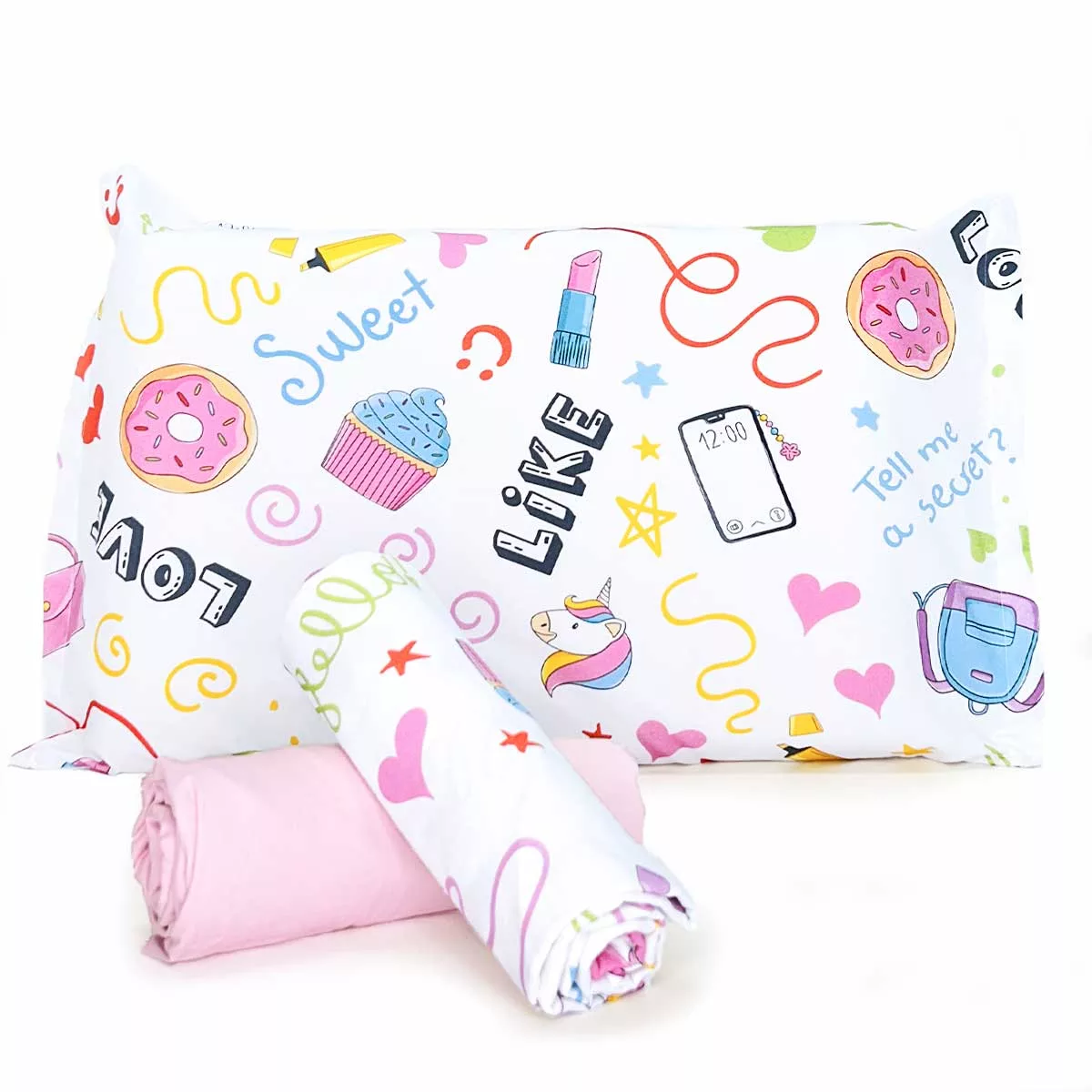 Jogo de Cama Sweet com Lençol de Elástico Rosa Claro