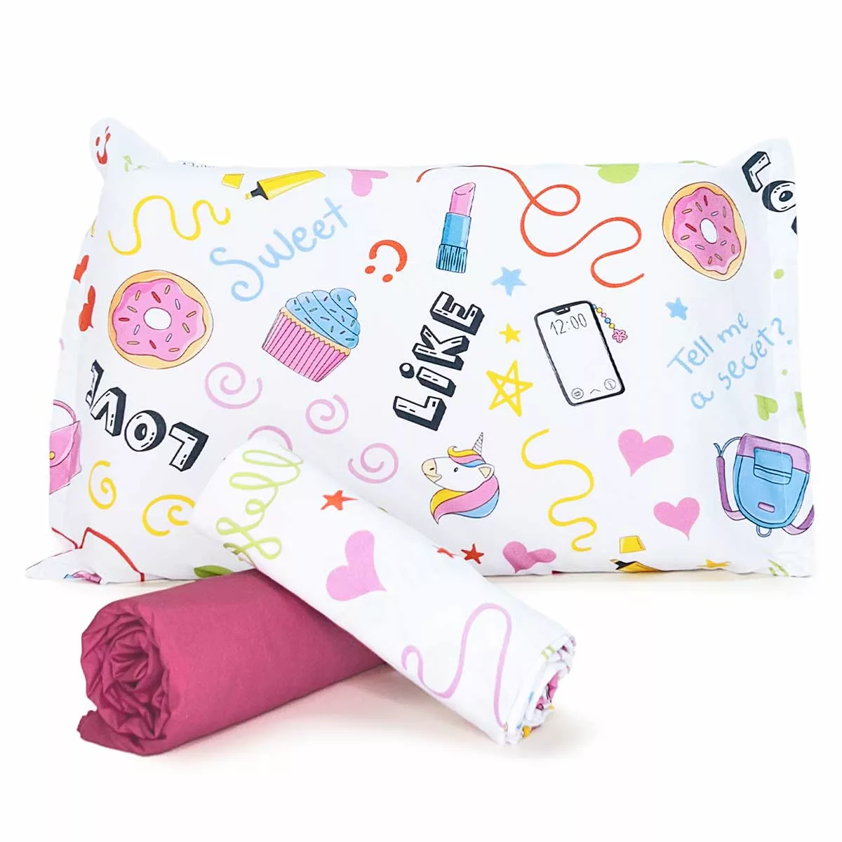 Jogo de Cama Sweet com Lençol de Elástico Rosa Goiaba