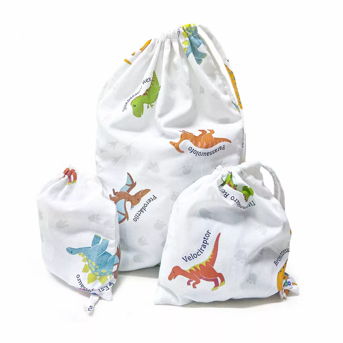 Saco Organizador Infantil Multiuso – Dinossauros – Kit com 3