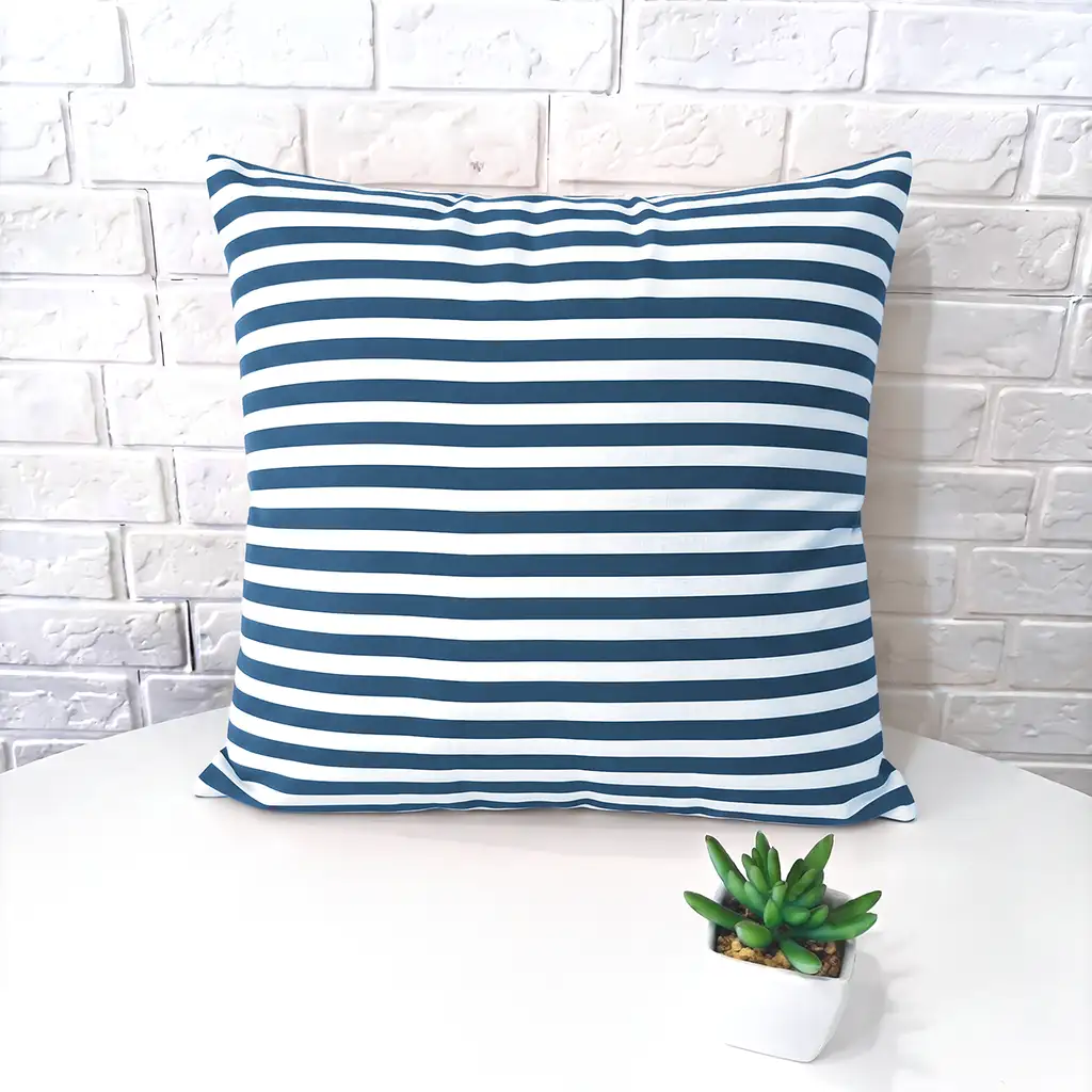 Capa de Almofada Listrada Azul 40×40