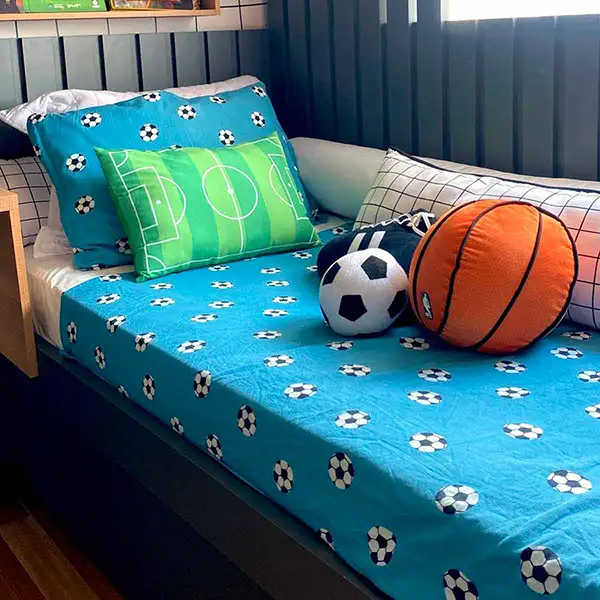 Quarto masculino futebol roupa de cama bolas