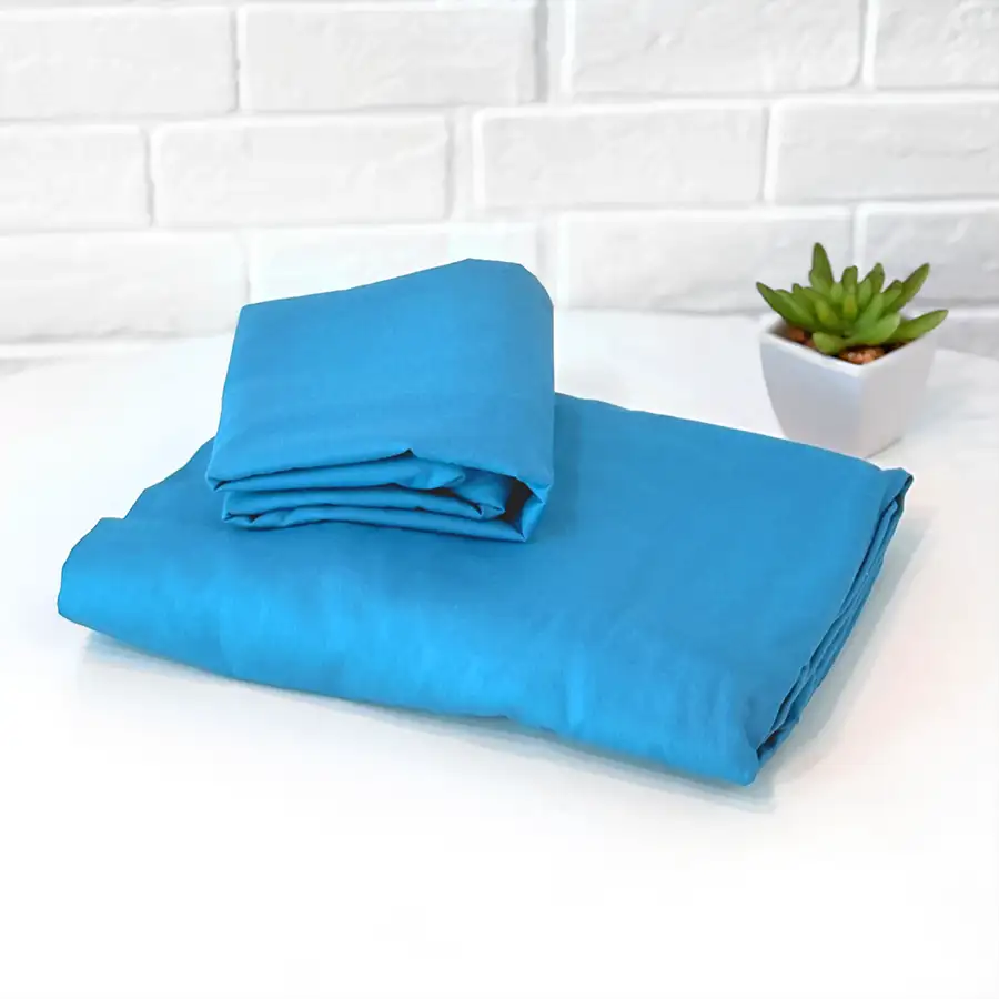 Roupa de Cama Lisa Azul Piscina – 2 peças