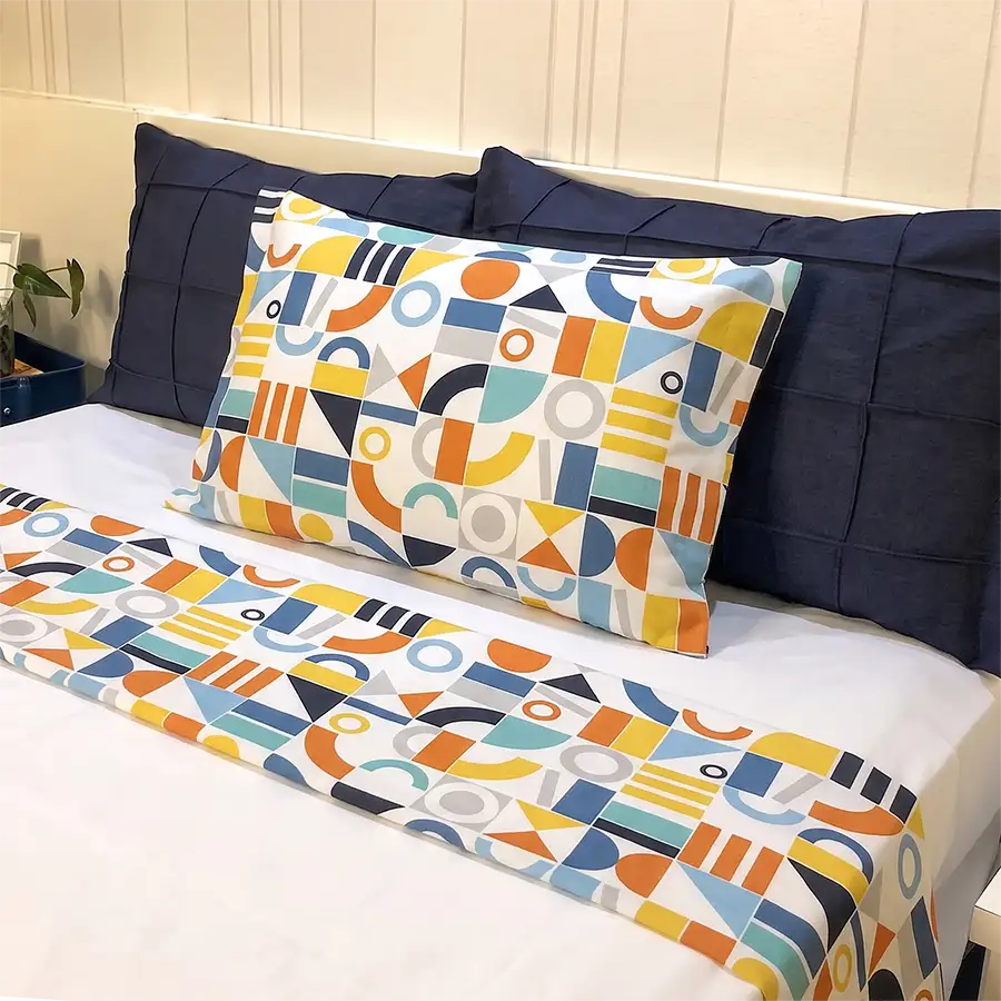 Jogo de Cama Geometria – 3 peças – Vira estampada