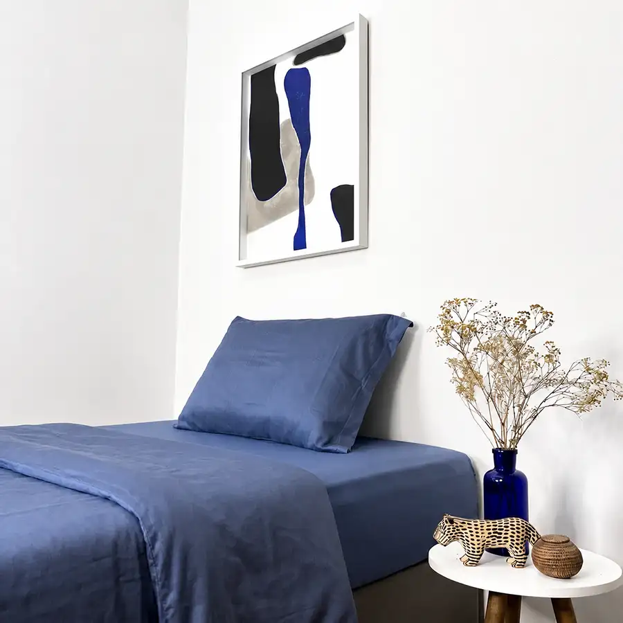 Jogo de Cama Bambu Azul – 3 peças