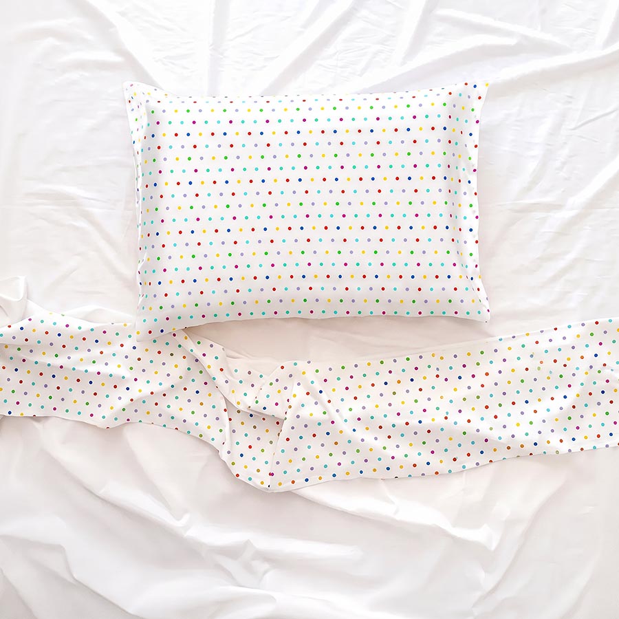 Jogo de Cama Poá Colorido – 3 peças – Vira estampada