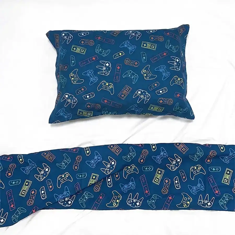Jogo de Cama Gamer Azul – 3 peças – Vira estampada