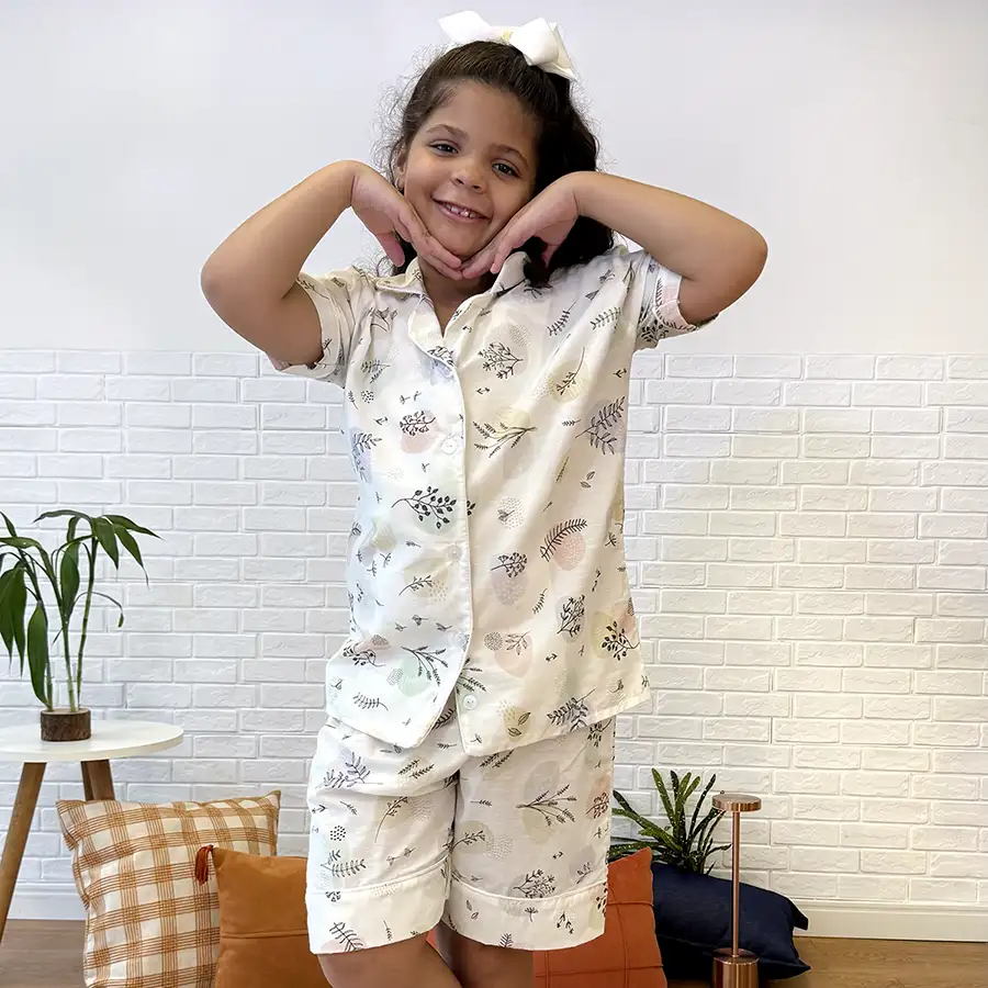 Pijama Americano Curto Folhagens
