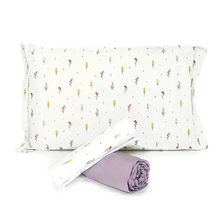 Jogo de Cama Florzinhas com Lençol de Elástico Rosa Queimado
