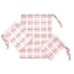 Kit sacos multiuso de algodão xadrez rosa
