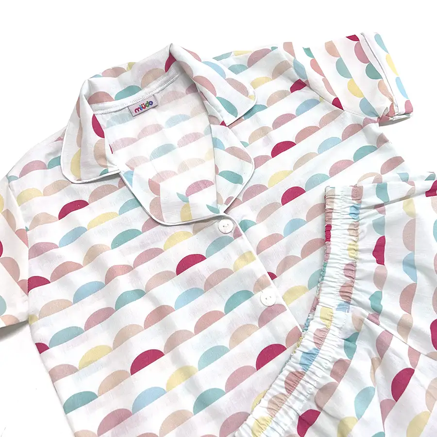 Pijama infantil americano curto feminino Dia Ensolarado Rosa