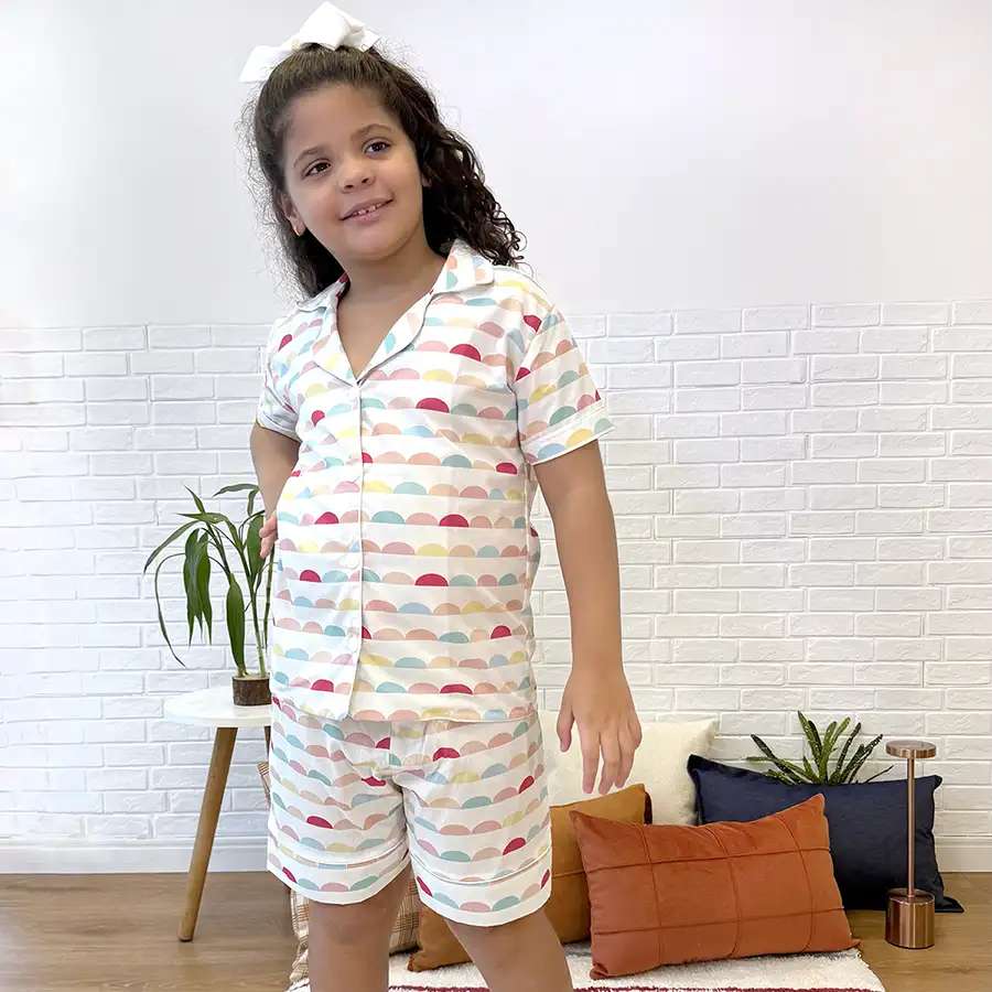 Pijama Americano Curto Dia Ensolarado Rosa