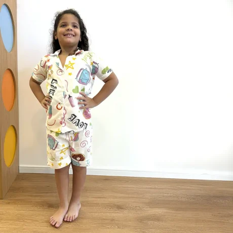 Pijama Americano Menina Curto Estampado Sweet