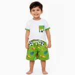 Pijama curto camiseta algodão futebol verde menino