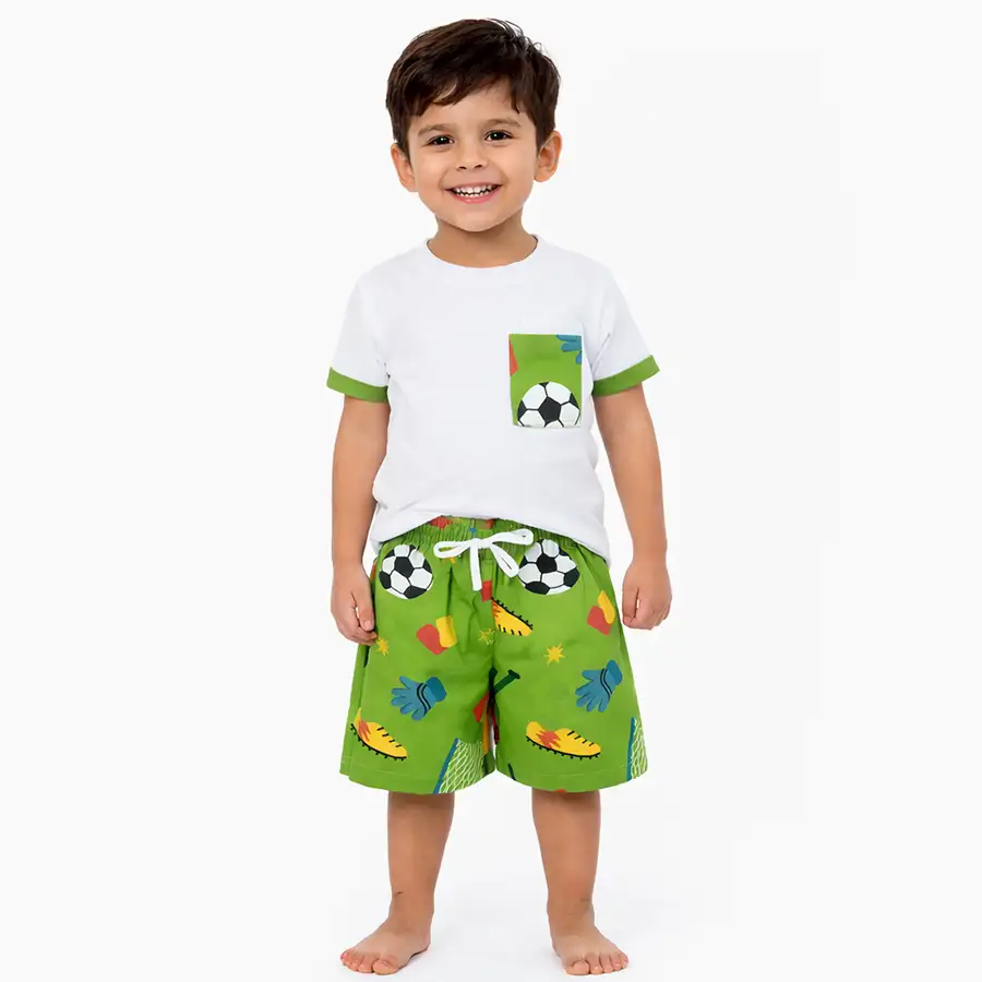 Pijama Curto Camiseta Futebol Verde
