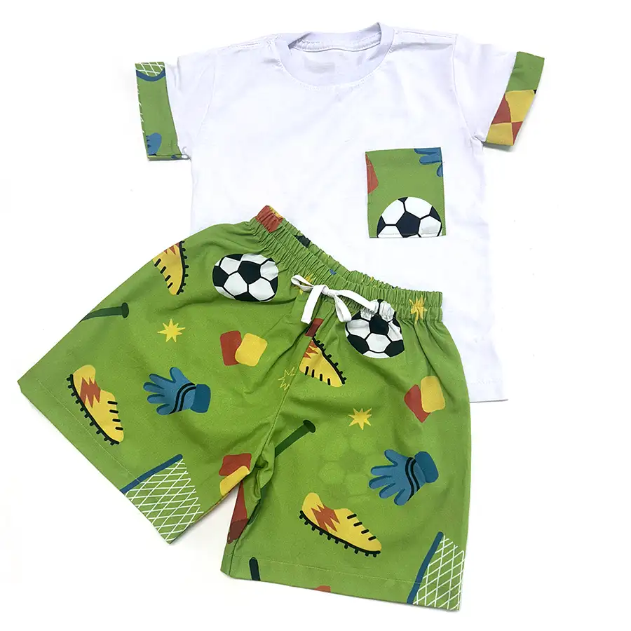 Pijama Curto Camiseta Futebol Verde
