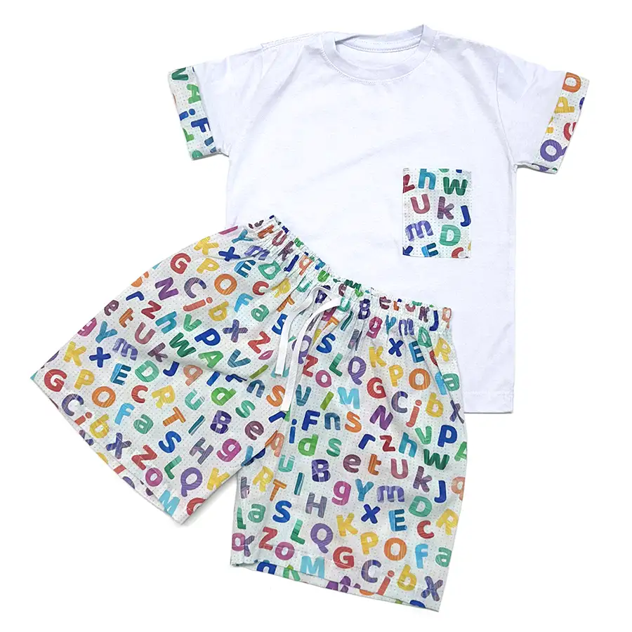 Pijama Curto Camiseta Letras