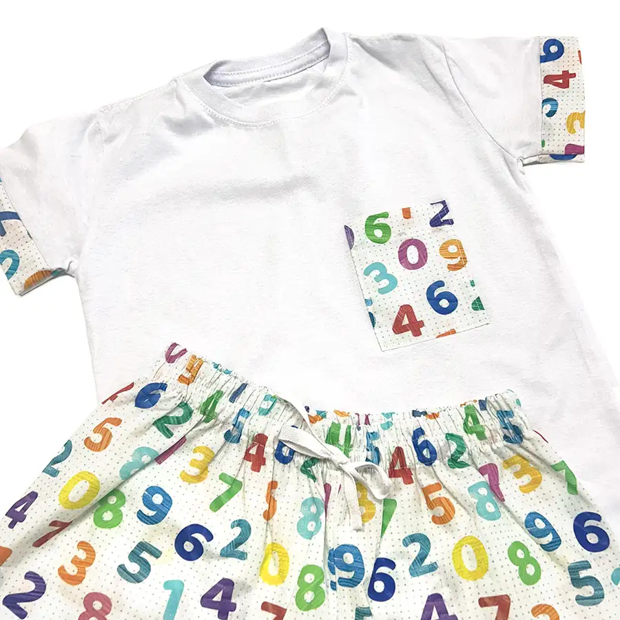 Pijama curto camiseta Números