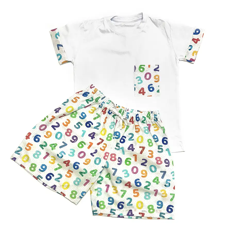 Pijama Curto Camiseta Números