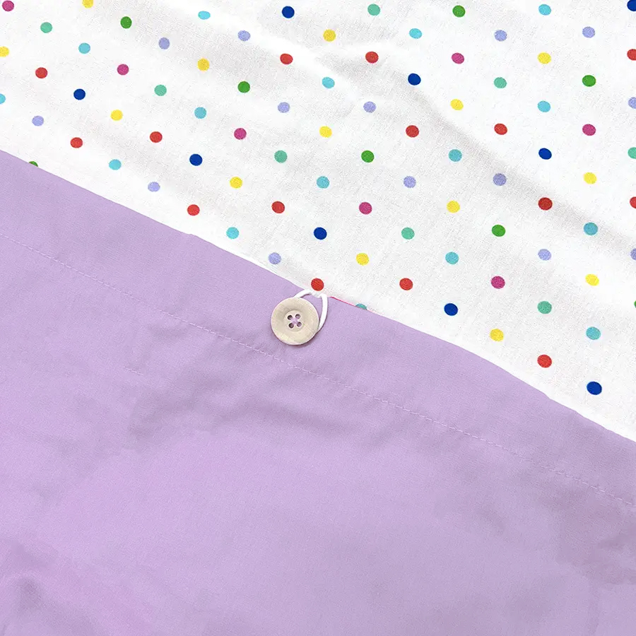 Capa de Edredom Infantil Poá Colorido com Verso Lilás