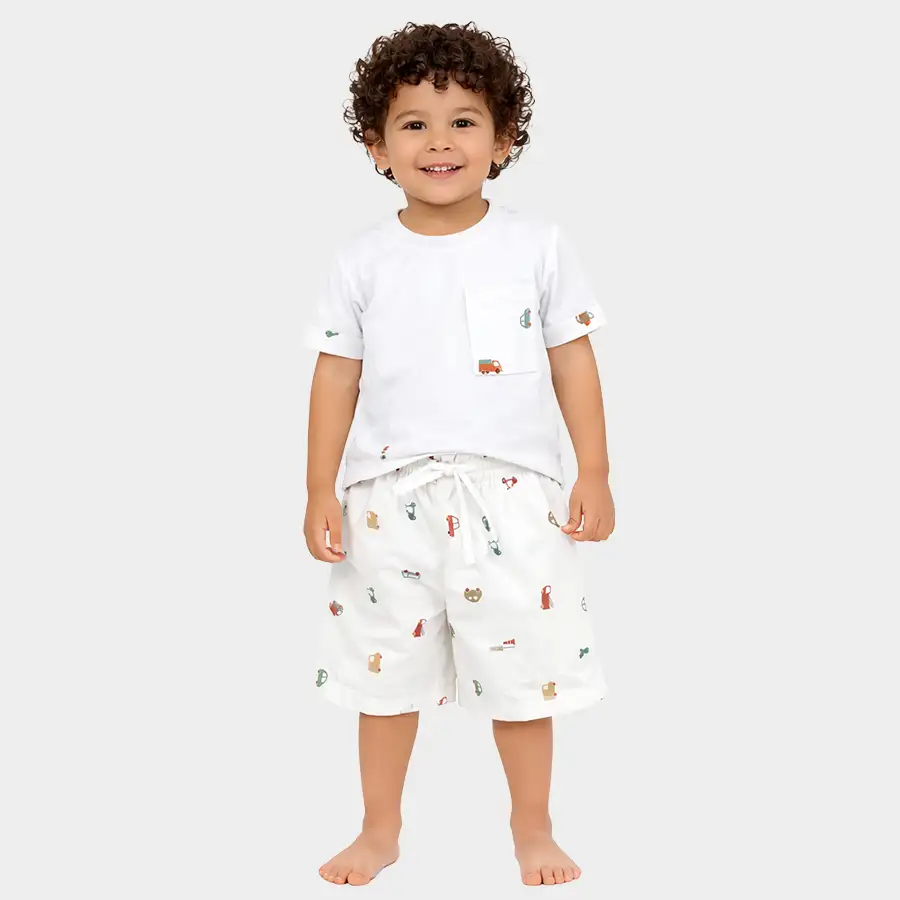 Pijama Curto Camiseta Transportes