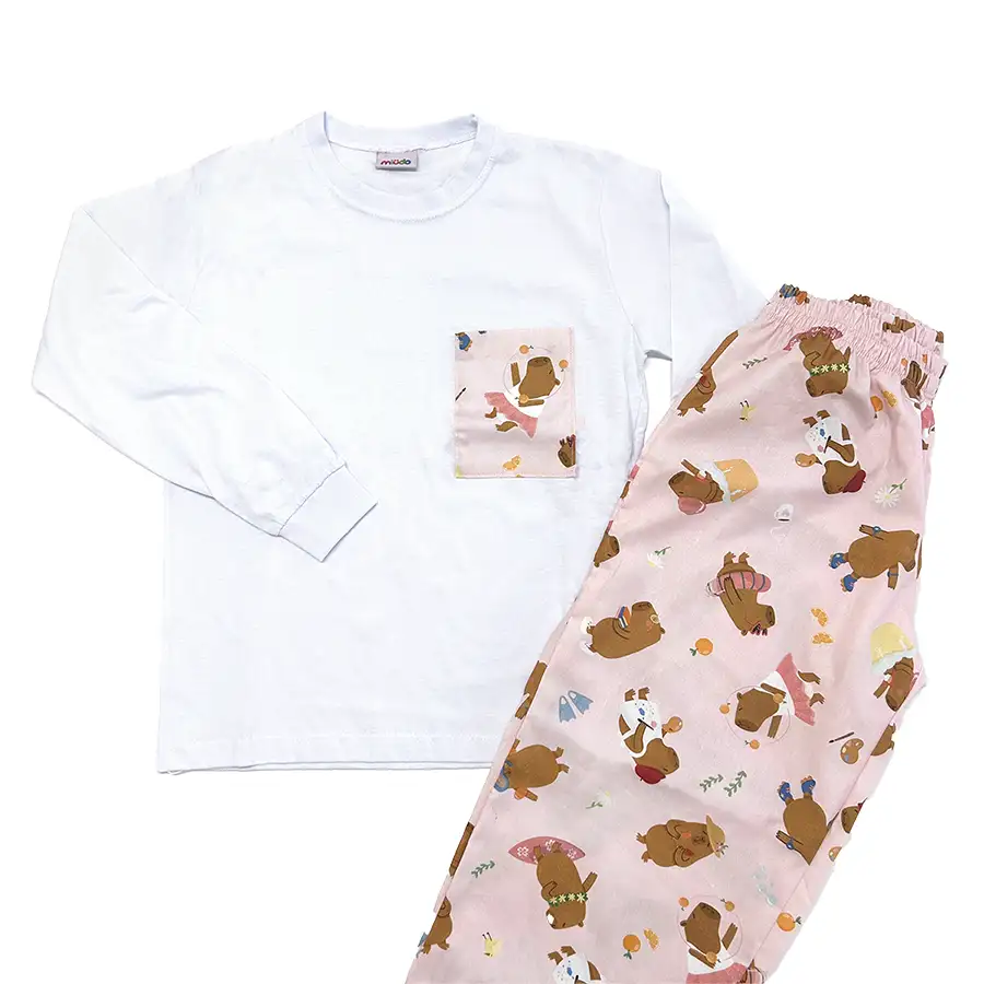 Pijama Longo Camiseta Capivaras Fofas