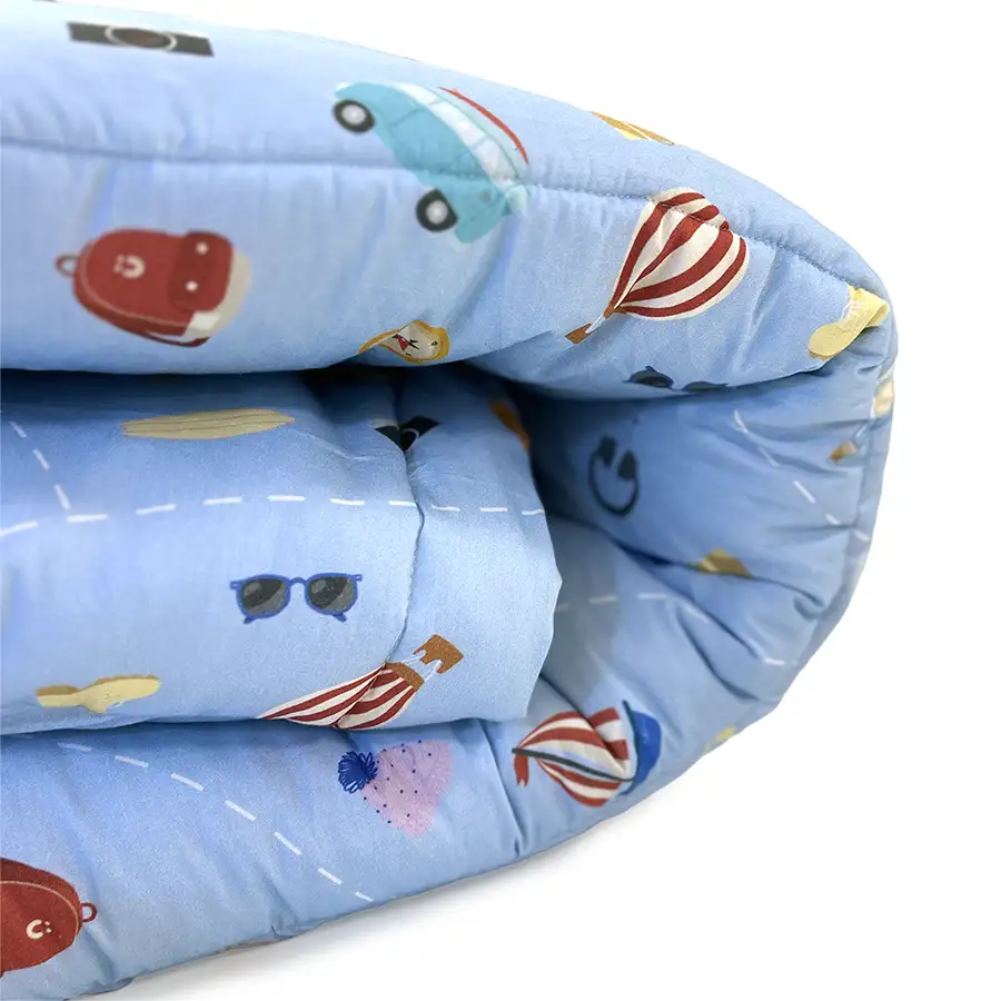 Colcha com Elástico Viagem Azul Verso Off