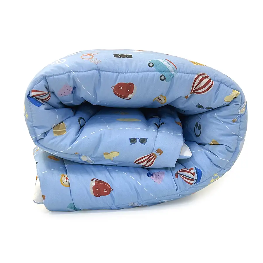 Edredom Viagem Azul com Verso Off White