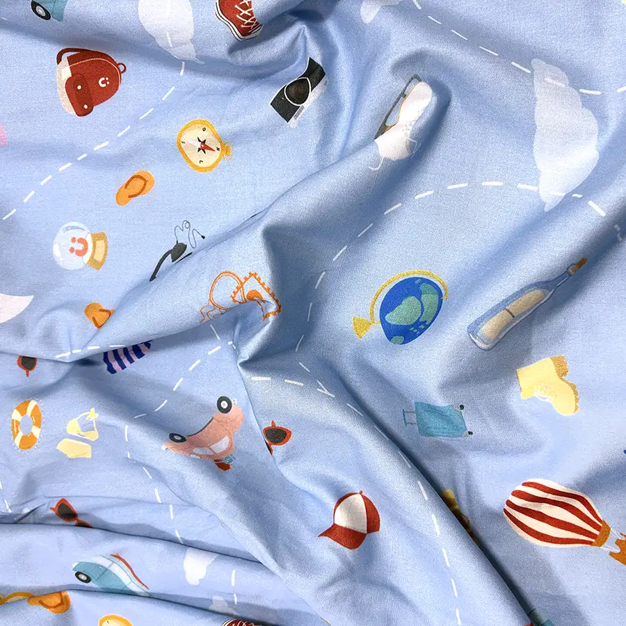 Lençol de Elástico Infantil Viagem Azul