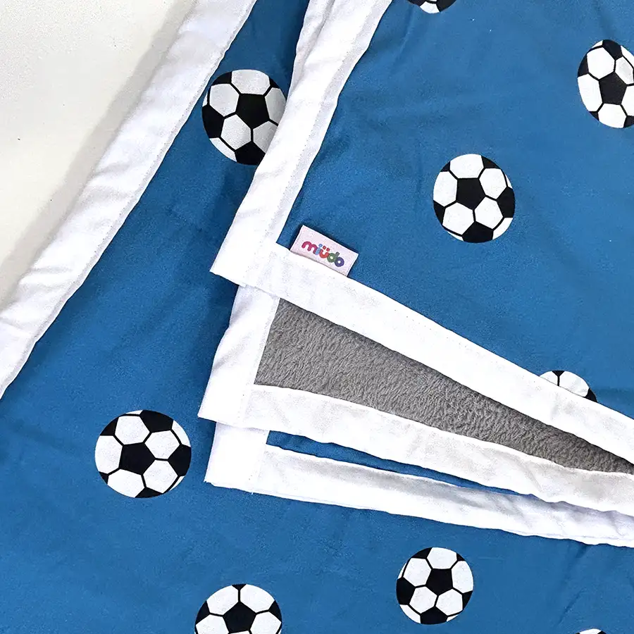 Manta Dupla-face Bolas Azul Detalhe Branco