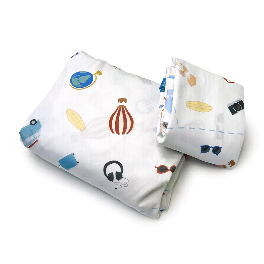 Roupa de Cama Infantil Viagem Branco – 2 peças