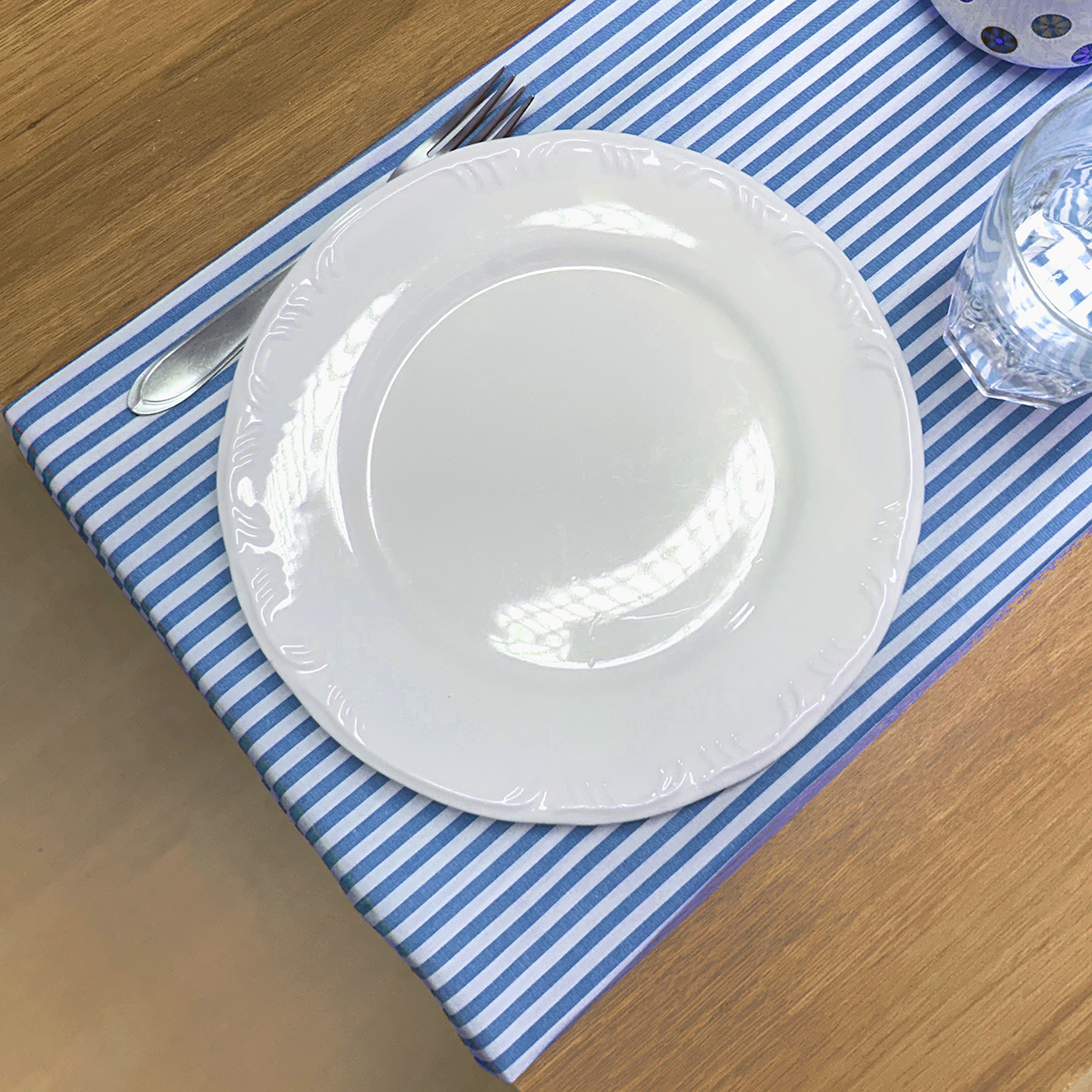 Caminho de Mesa Listrado Azul