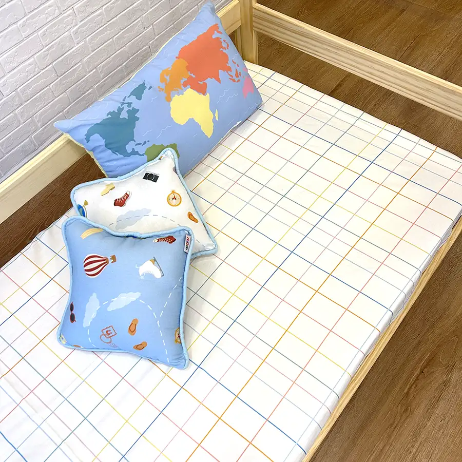 Lençol de Elástico Xadrez Cores Pastéis